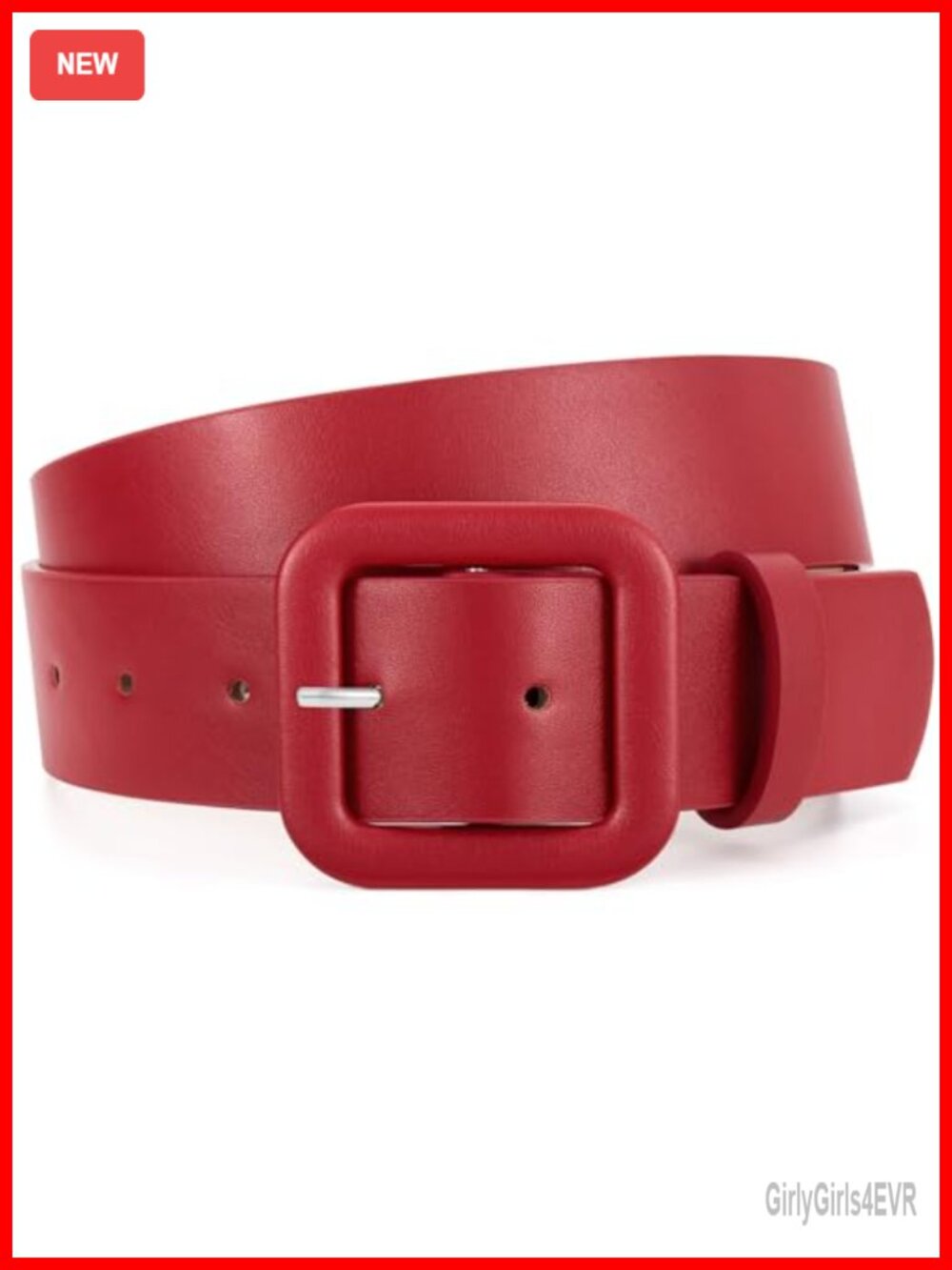 Women's PU Leather Candy Color Square Buckle Belt for Jeans Pants Dresses